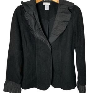 Soft Surroundings Blazer Women's XS Ruffle Collar Wool Blend Whimsigoth Office
